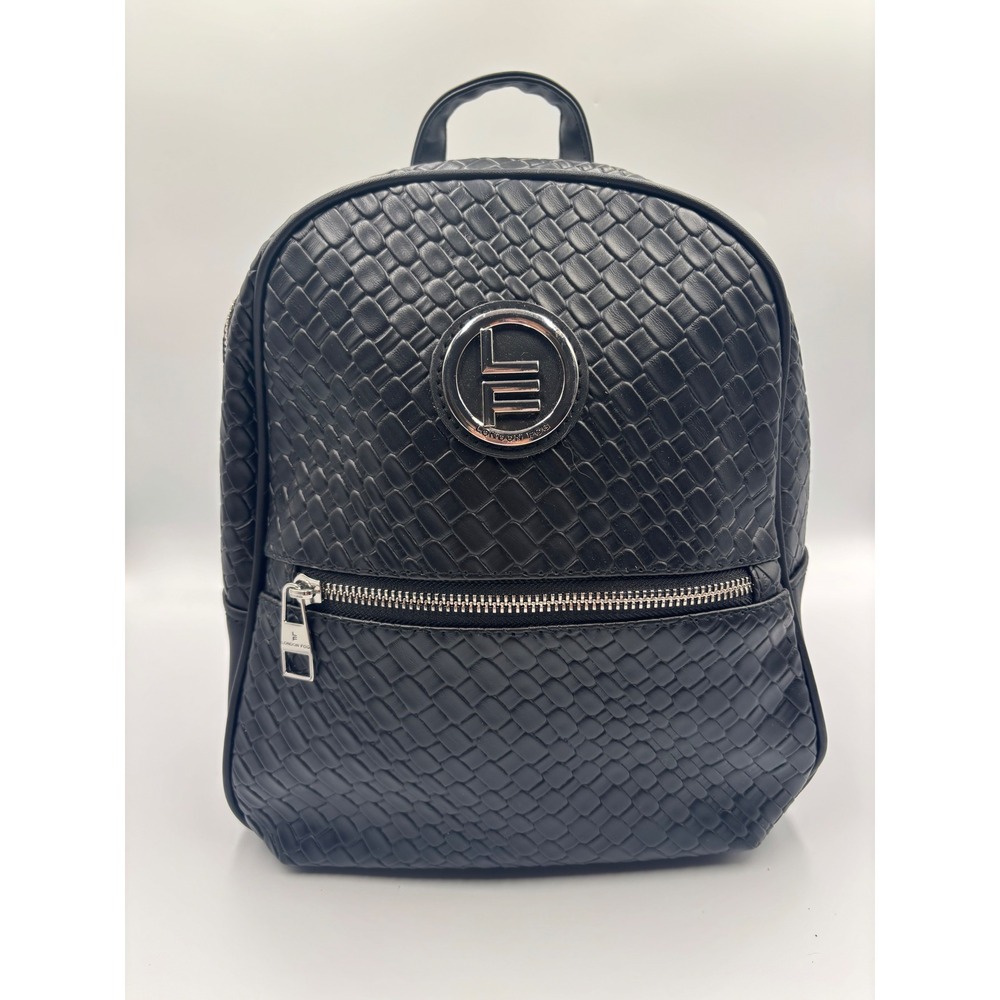London Fog Bowery Medium Woven Backpack Black LFH24755-BLAK New